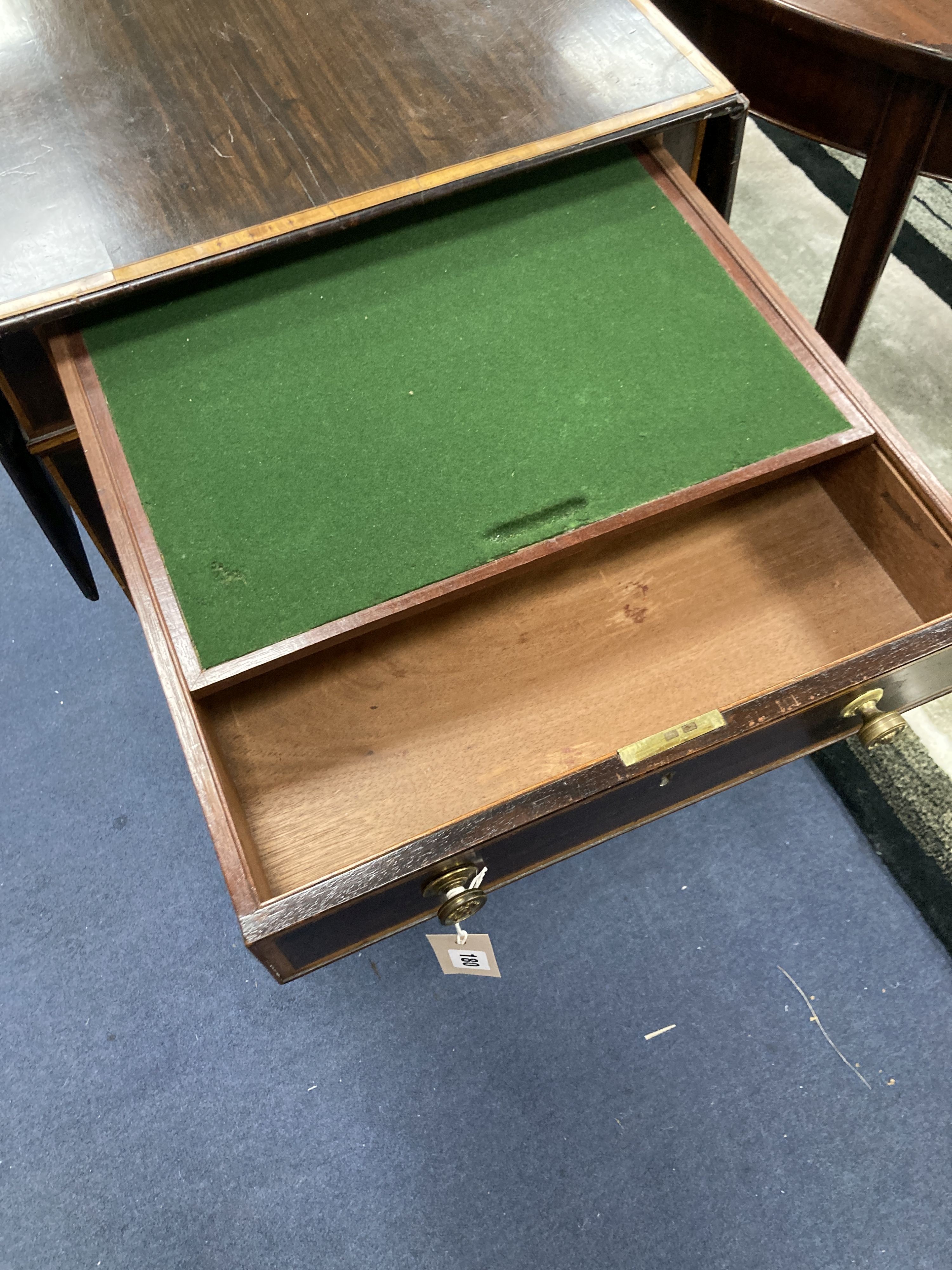 A George III banded rosewood Pembroke table. W-56, D-71, H-73cm.